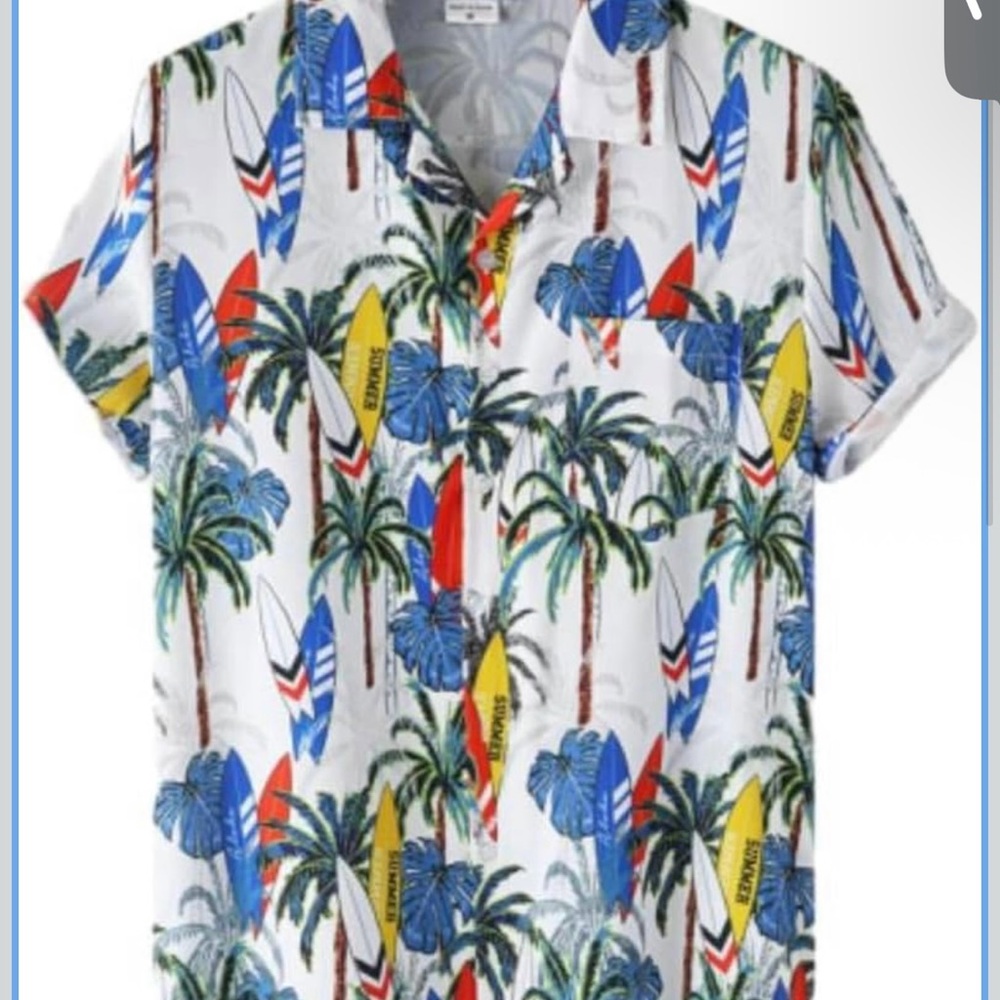 Tropical Surfboard Print Men's Shirt